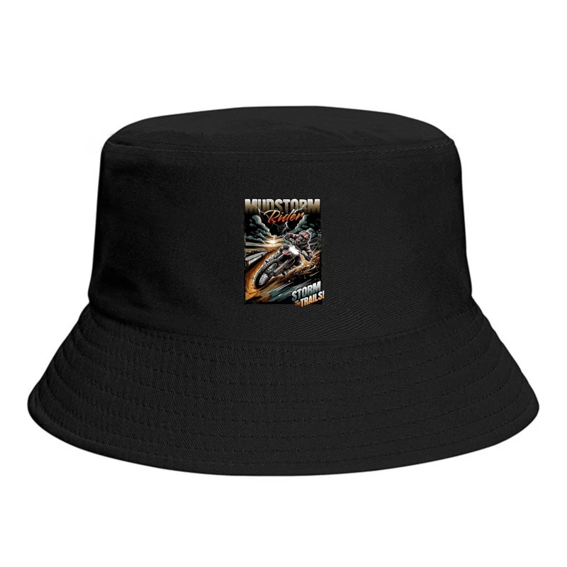 Mudstorm Rider: Extreme Off-Road Motorcycle Racing Through the Storm Bucket Hat