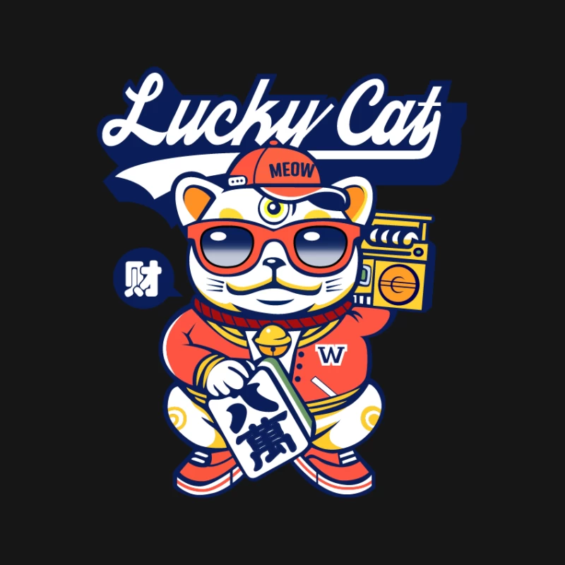 Coole Glückskatze mit Sonnenbrille Herren T-Shirt
