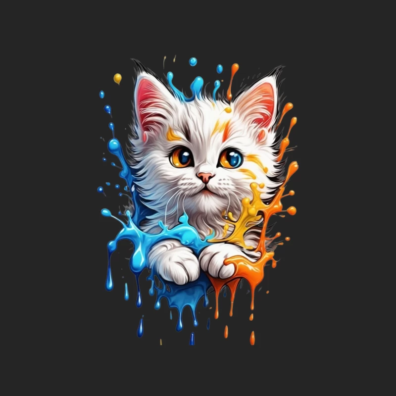 Cute Colorful Cat Illustration Male Pullover Sweatshirt