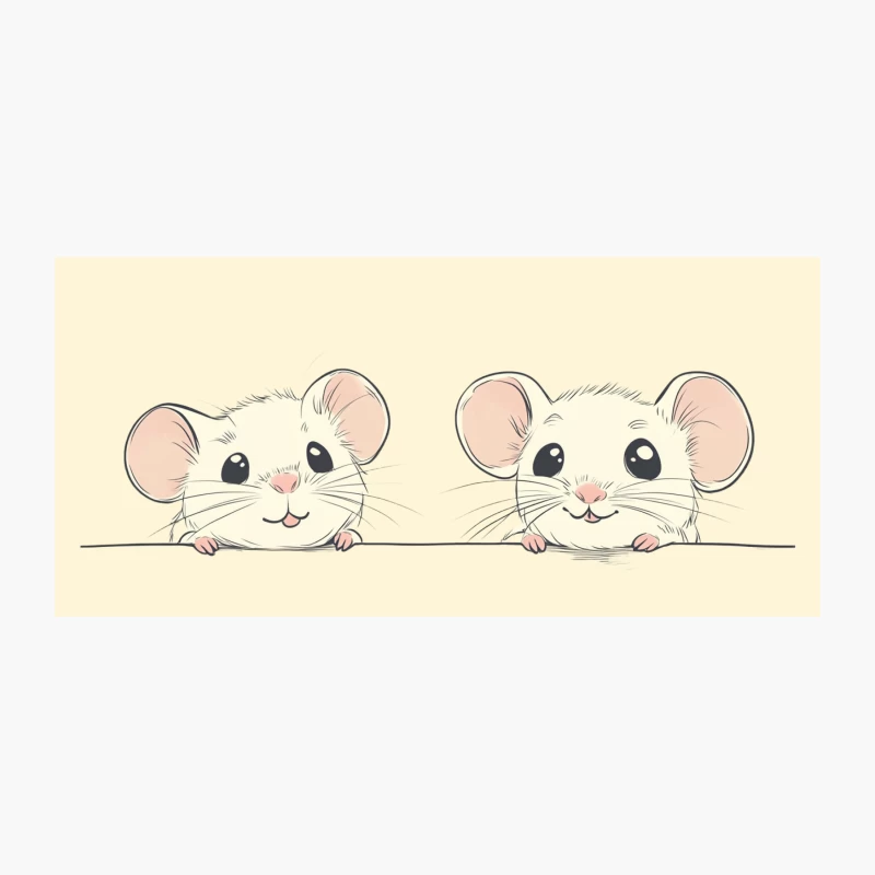 Cute Cartoon Mice Pair Illustration in Kawaii Style Coffee Mug