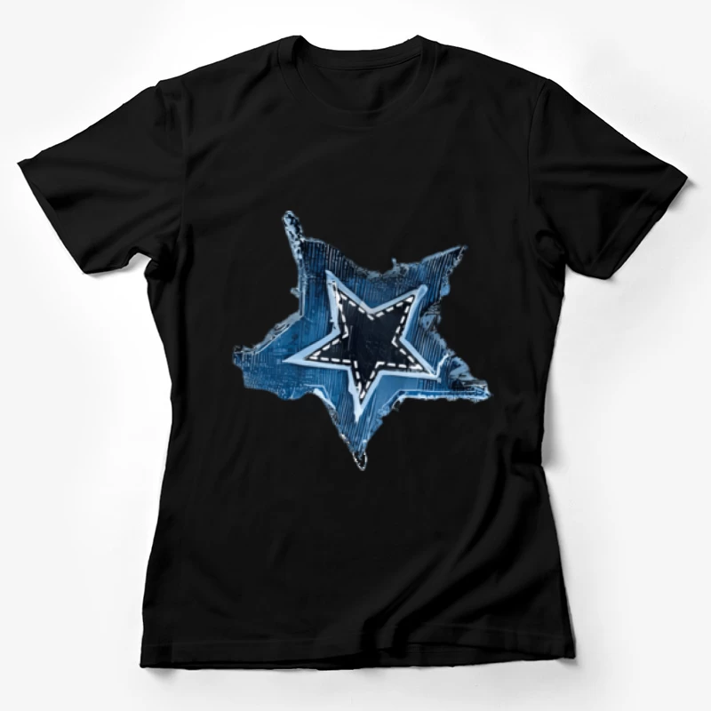 Blauer Stern mit texturierter Oberfläche Damen T-Shirt