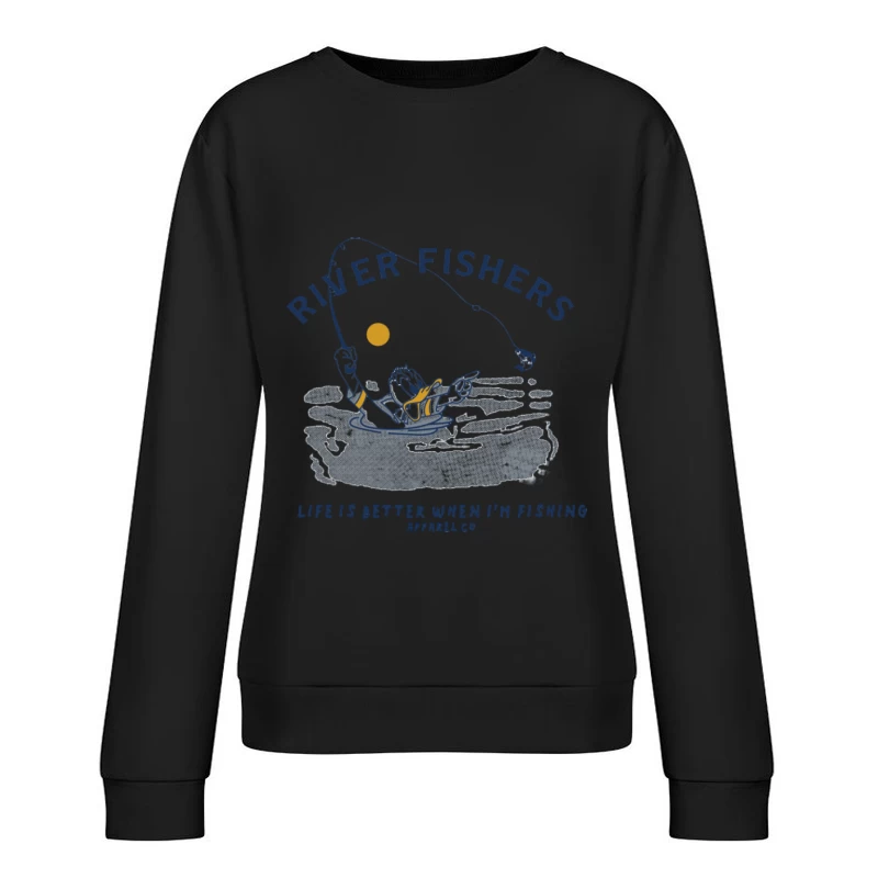 Flussfischer-Enthusiast beim Fischen Damen Pullover Sweatshirt