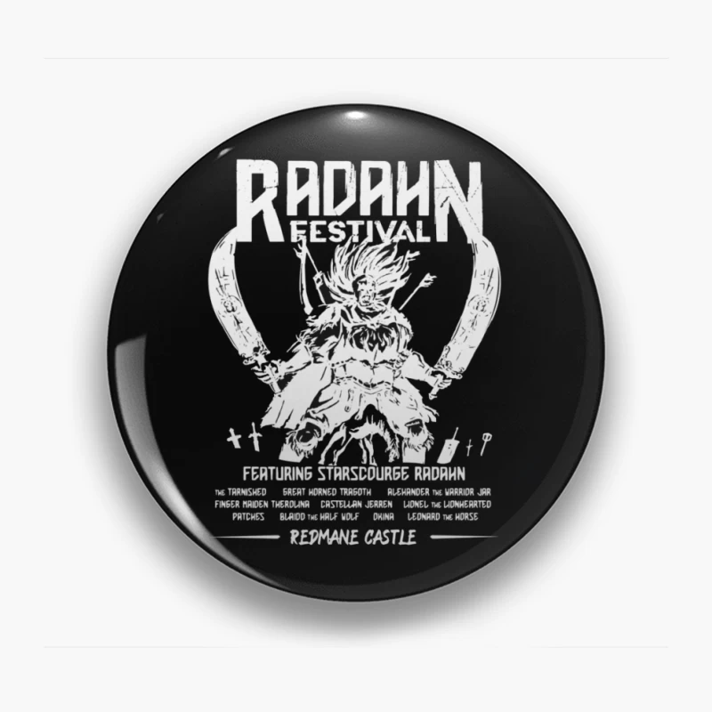 Black and White Manga-Style Festival Poster for Radahn Event Pin