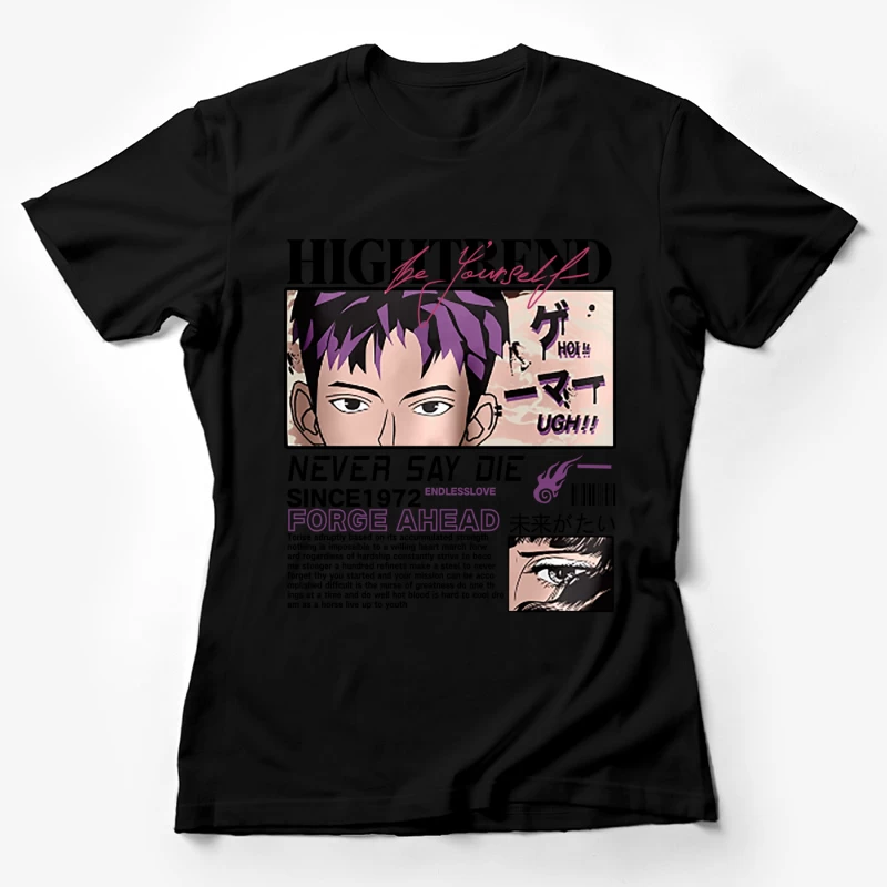 Anime Augen und Textkunst Damen T-Shirt