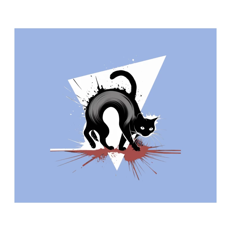 Black Cat in Minimalist Ink Splash Artistic Style Tapestry