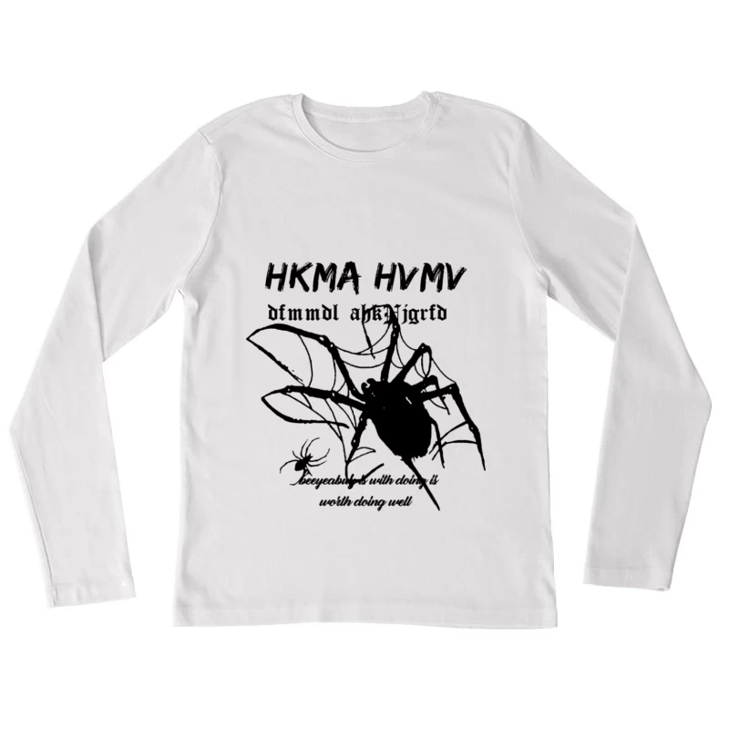 Spinnennetz-Bild mit Text Damen Langarm T-Shirt