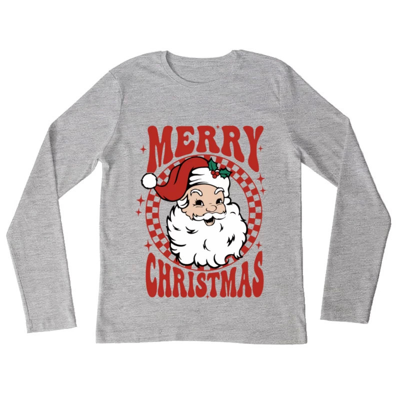Fröhliche Weihnachten Santa Grafik Damen Langarm T-Shirt