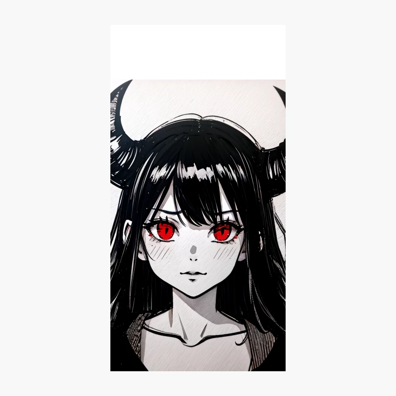 Gothic Anime Demon Girl with Red Eyes and Black Hair iPhone Case