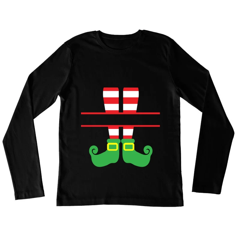 Jambes de lutin avec chaussettes rayées Femme Manches Longues T-Shirt