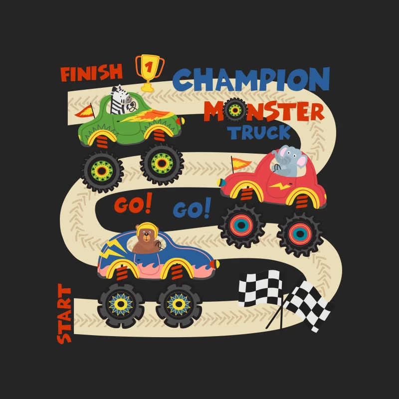 Monstertruck-Champion-Rennen mit Tieren Herren Pullover Sweatshirt