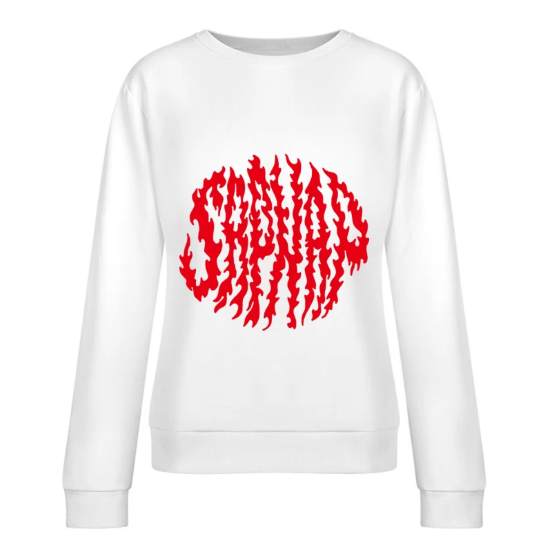 Rote Flammen Text Design Damen Pullover Sweatshirt