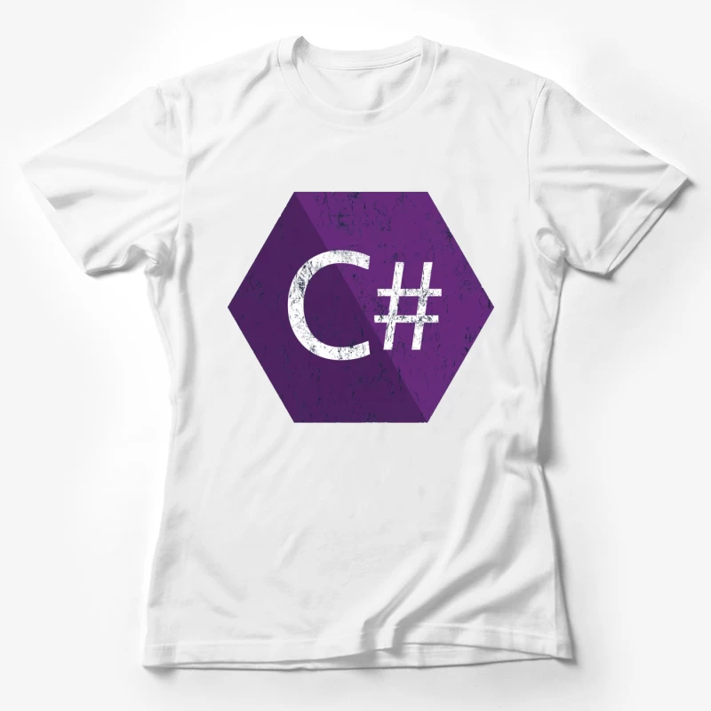 C# Programming Language Logo in Purple Hexagon Female T-Shirt