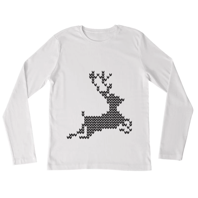 Cerf Géométrique en Pixels Femme Manches Longues T-Shirt