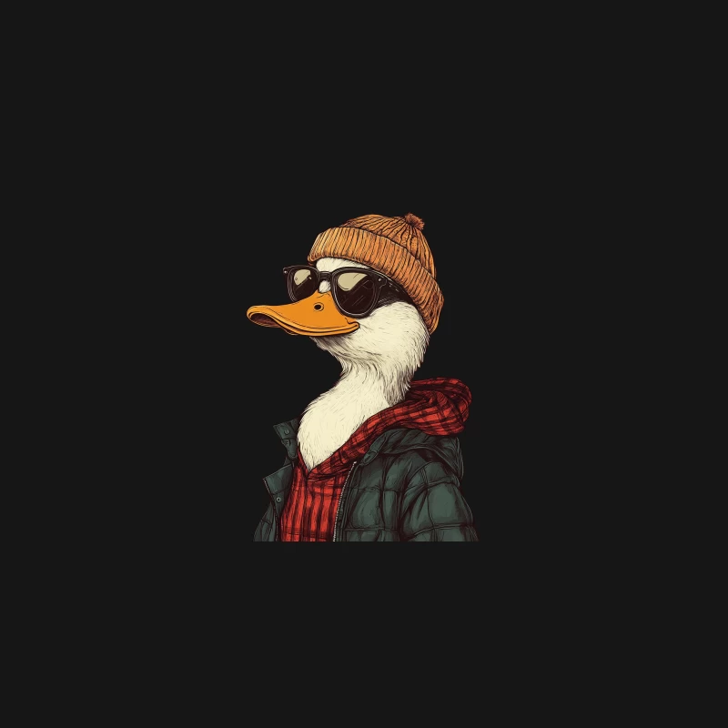 Hipster Duck in Winter Attire Desk Mat