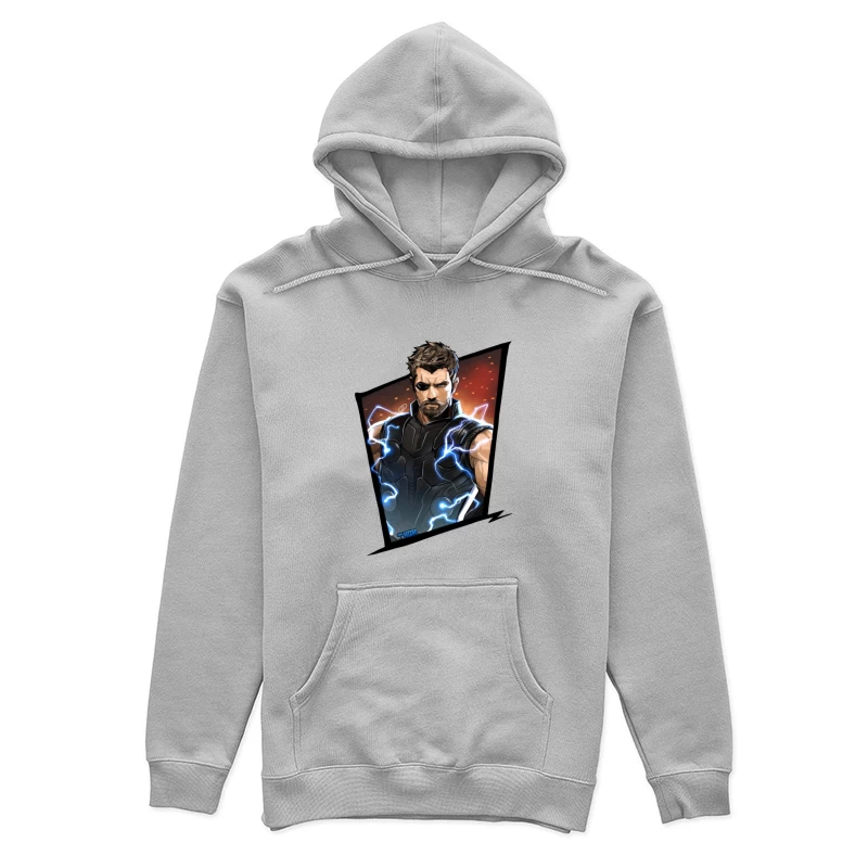 Superhero Character with Lightning Effects Female Pullover Hoodie
