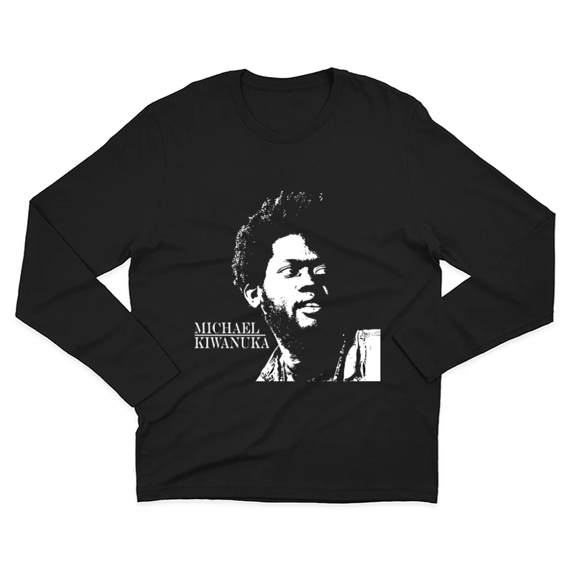 Black and White Line Art Portrait of Michael Kiwanuka Male Long Sleeve T-Shirt