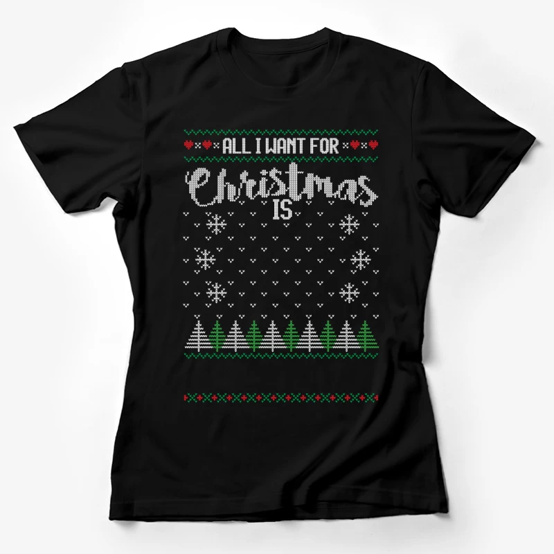 Design de Noël avec sapins et flocons Femme T-Shirt