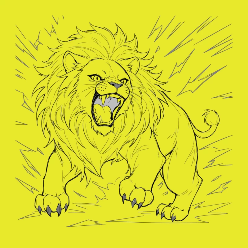 Fierce Roaring Lion Illustration Pin