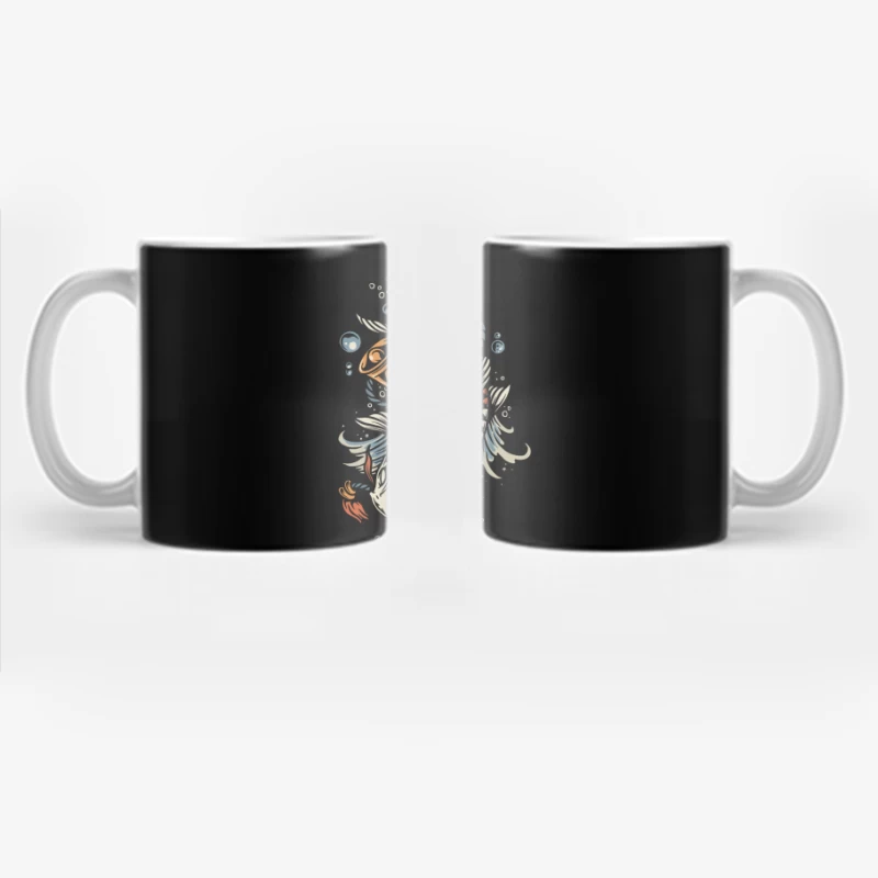 Koi Fish Tattoo Illustration with Bubbles Coffee Mug