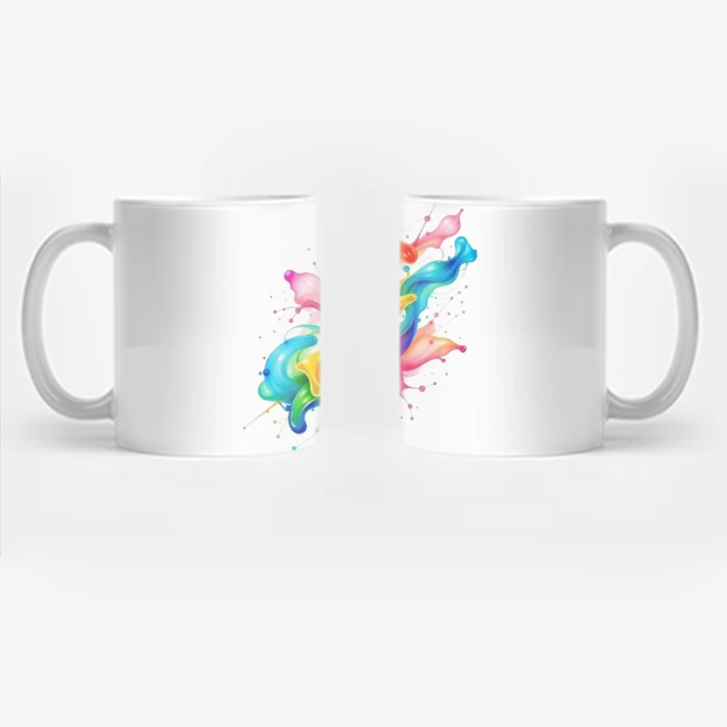 Vibrant Rainbow Abstract Liquid Splash Art Coffee Mug