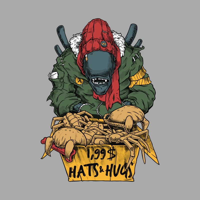 Monster Hat Vendor with Crabs Female Pullover Hoodie