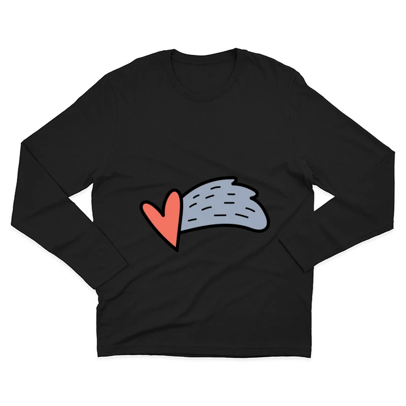 Design de cœur et aile artistique Homme Manches Longues T-Shirt