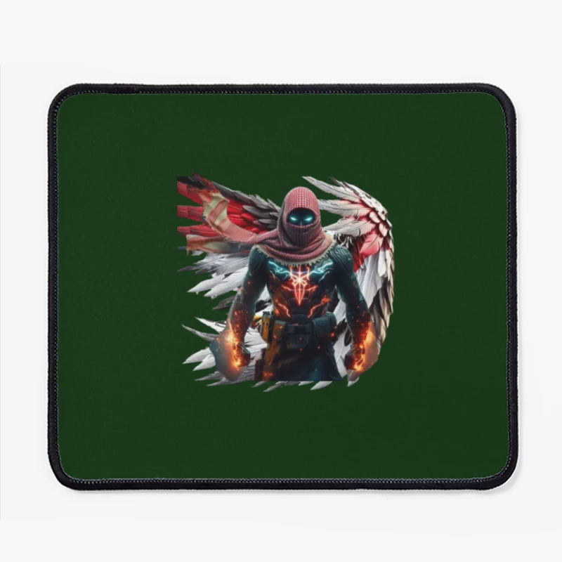 Superhero Character with Wings in Digital Art Mouse Pad