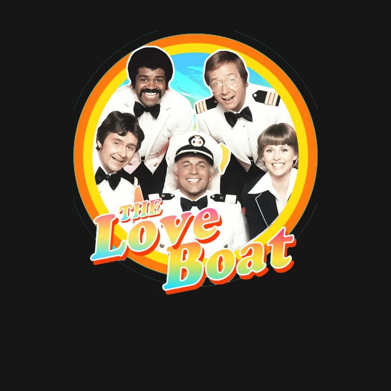 The Love Boat Classic TV Show Cast Promotional Image with Rainbow Circle Frame Male Long Sleeve T-Shirt