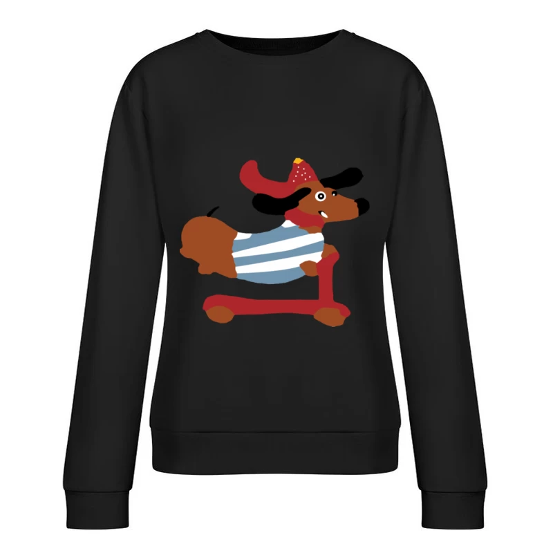 Spielzeughund mit Hut auf Roller Damen Pullover Sweatshirt