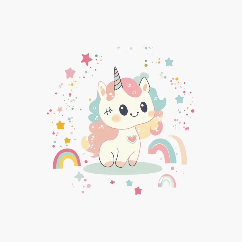 Adorable Magical Unicorn with Rainbows and Stars Cotton Tote Bag
