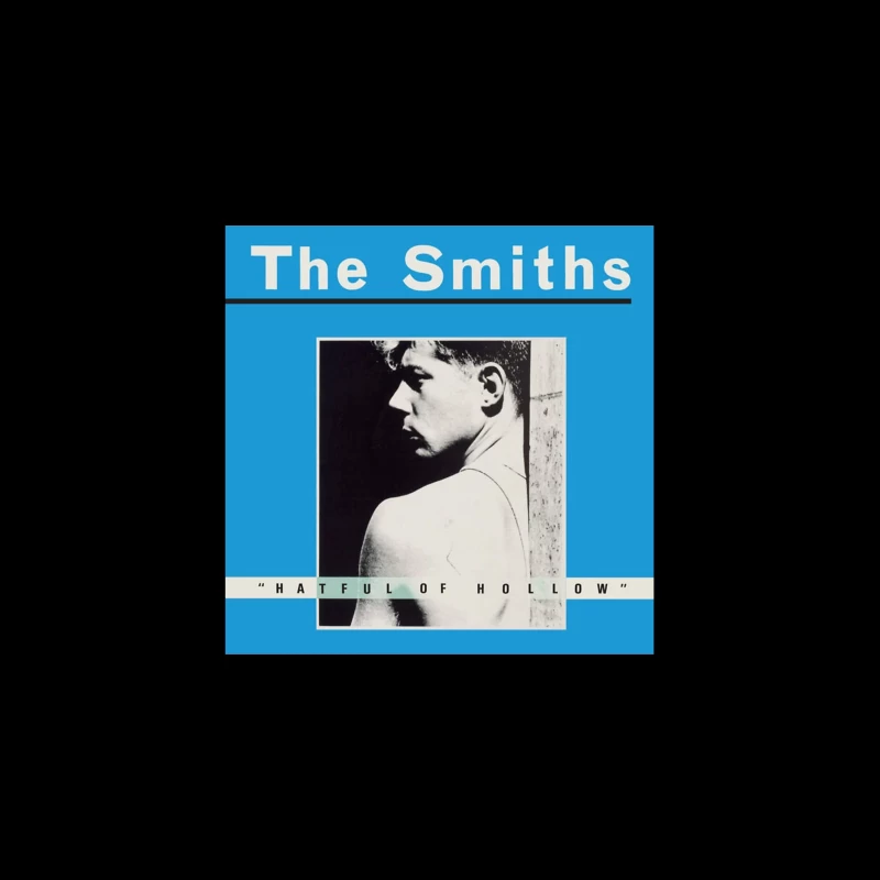 The Smiths "Hatful of Hollow" Album Cover with Black and White Portrait on Blue Background Desk Mat