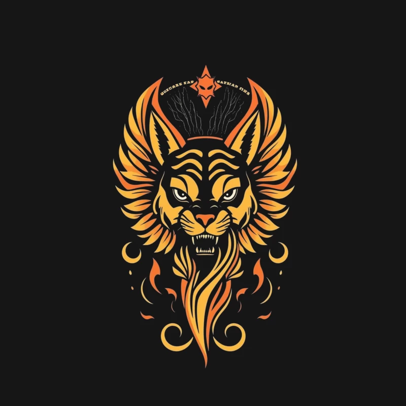 Fierce Winged Lion Illustration Male Long Sleeve T-Shirt