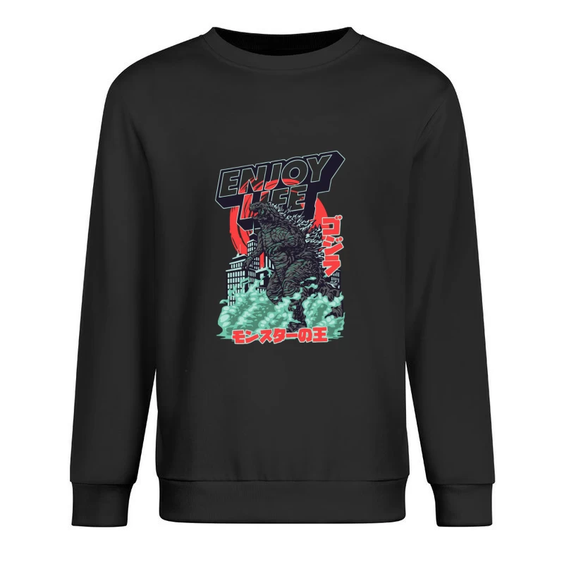 Godzilla Enjoy Life Graphic Male Pullover Sweatshirt