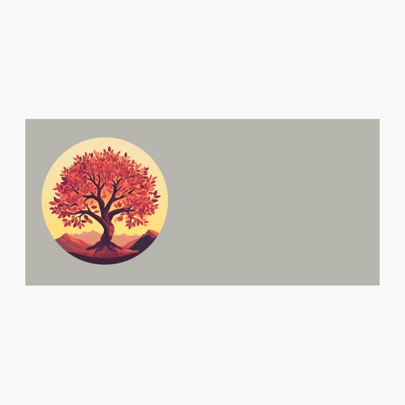 Circular Autumn Tree Landscape Illustration at Sunset Coffee Mug