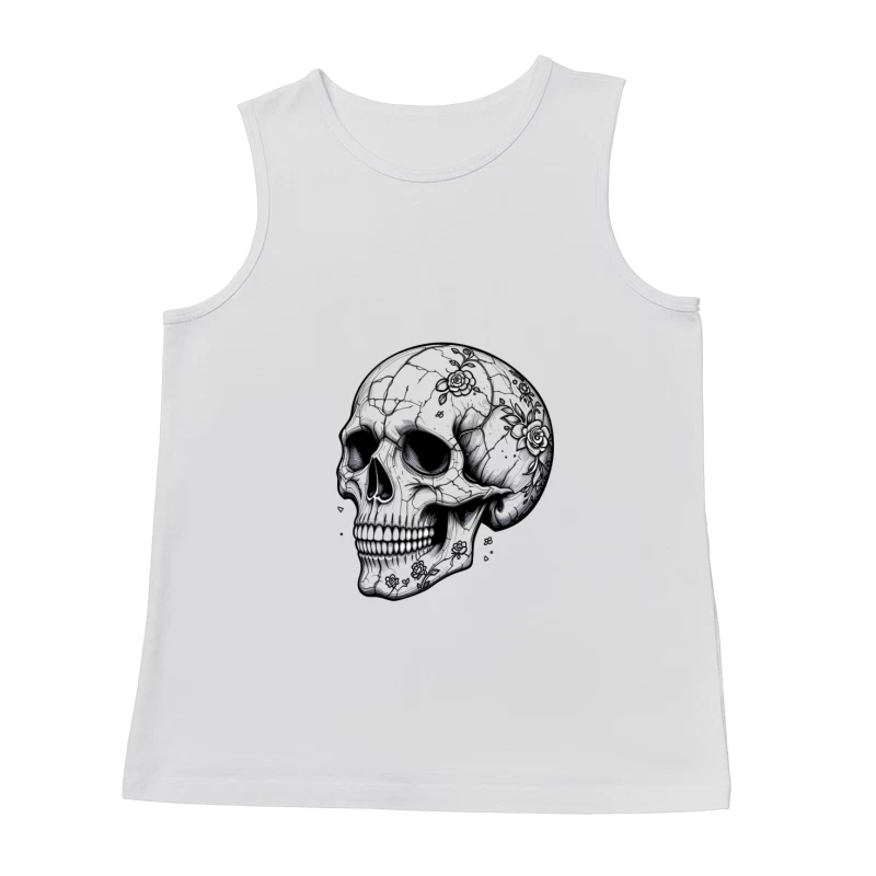 Artistic Skull with Floral Details Male Tank Top