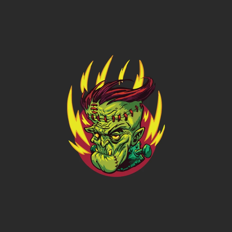 Colorful Cartoon Frankenstein Monster Illustration Baseball Cap