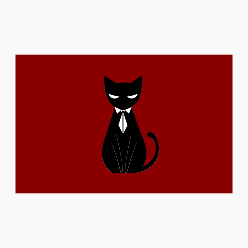 Stylized Business Cat Silhouette with Tie Travel Mug