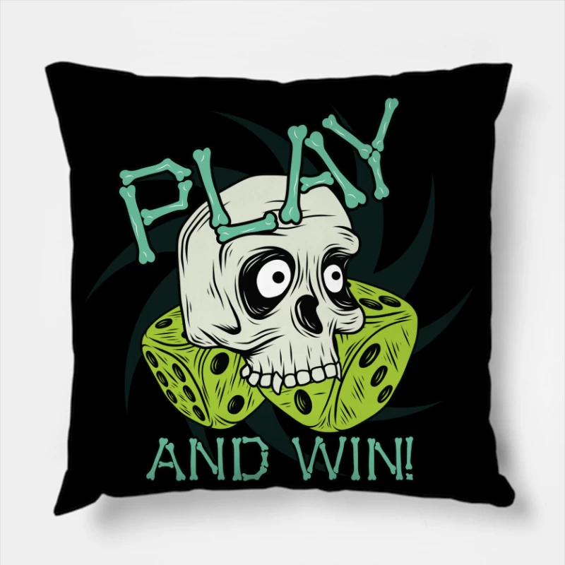 Spooky Gaming Skull with Dice Throw Pillow