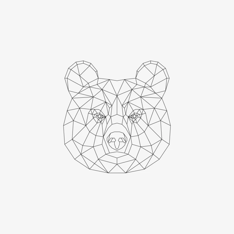 Motif géométrique de tête d'ours Homme Manches Longues T-Shirt