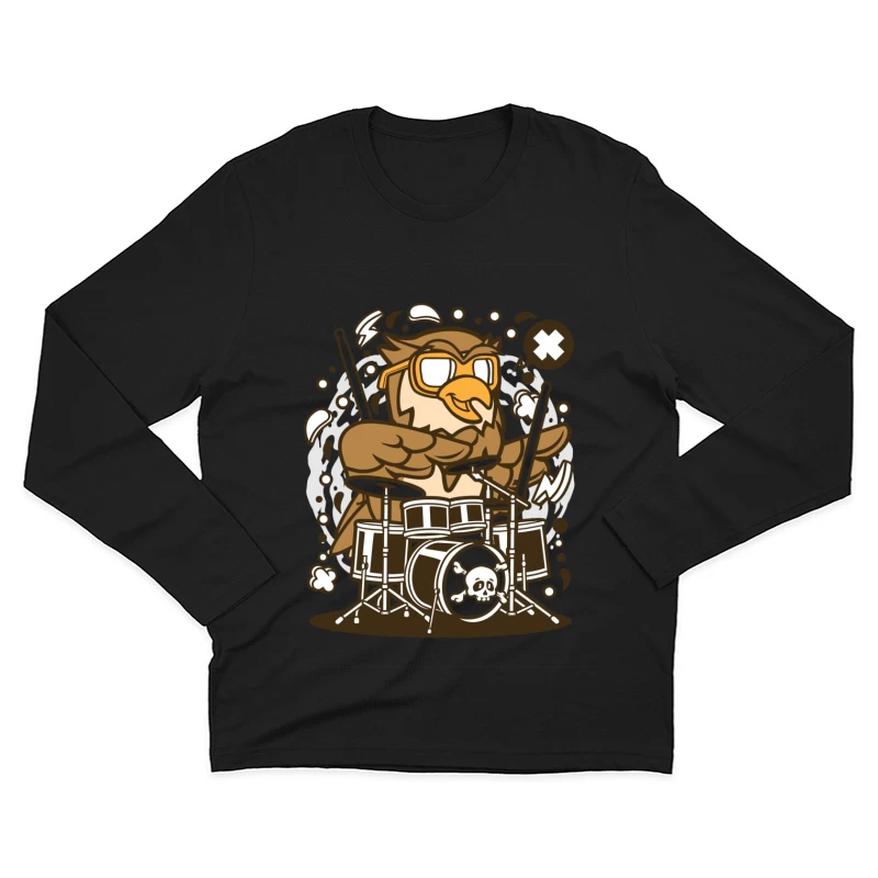 Hibou batteur rockeur Homme Manches Longues T-Shirt