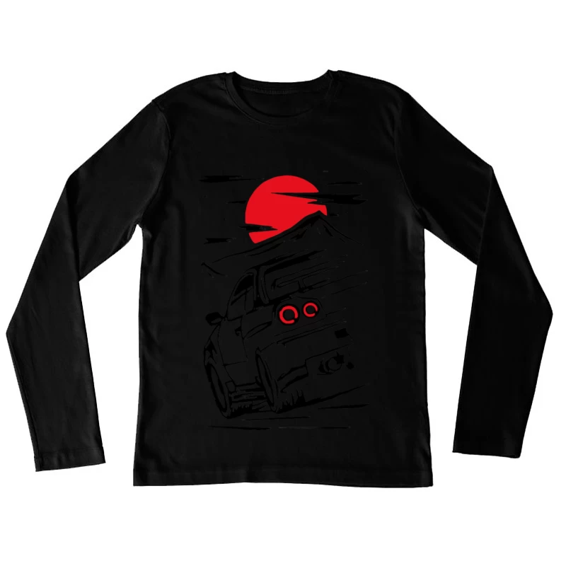 Sportwagen vor rotem Mond Damen Langarm T-Shirt
