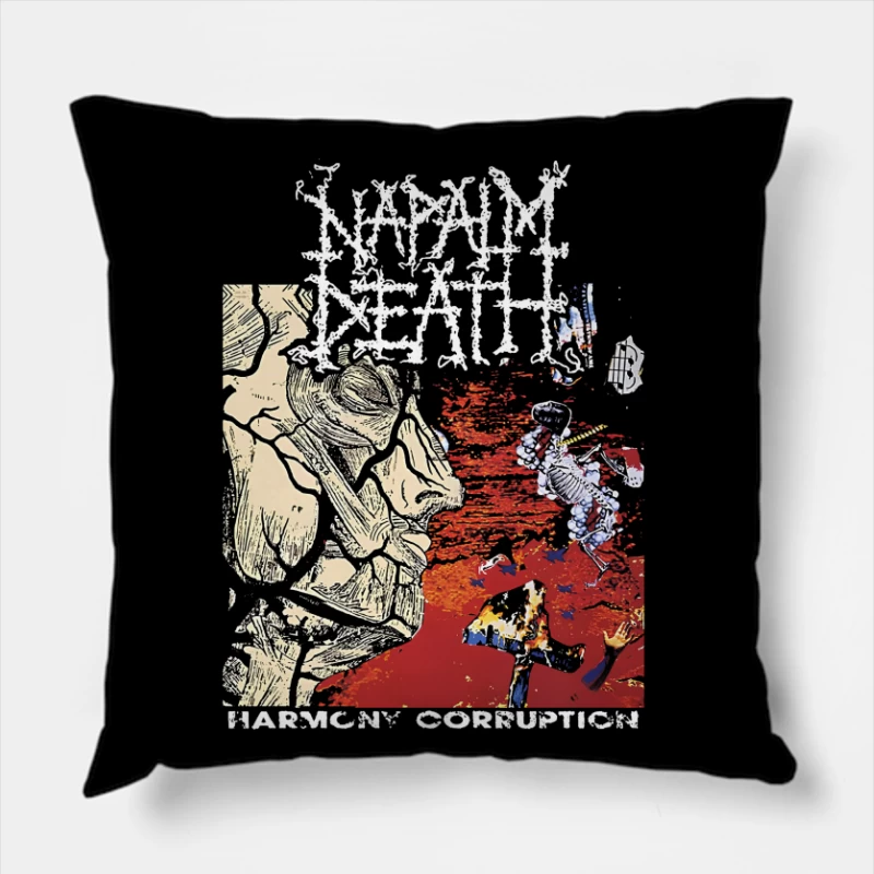 Napalm Death Harmony Coruption Throw Pillow