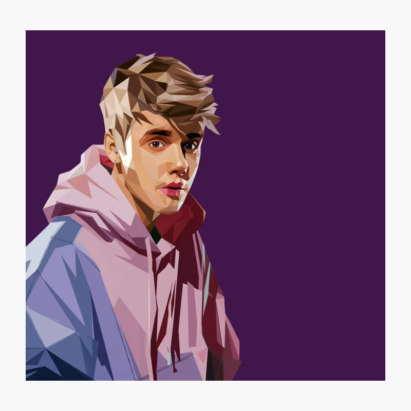 Geometric Portrait of Young Man in Hoodie Throw Pillow