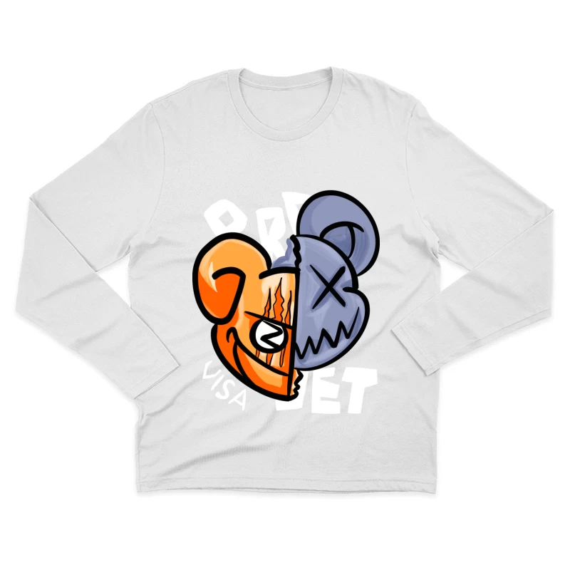 Kreatives Bären-Masken-Design Herren Langarm T-Shirt