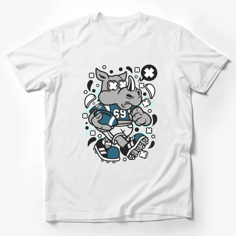 Rhinocéros joueur de football illustré Homme T-Shirt