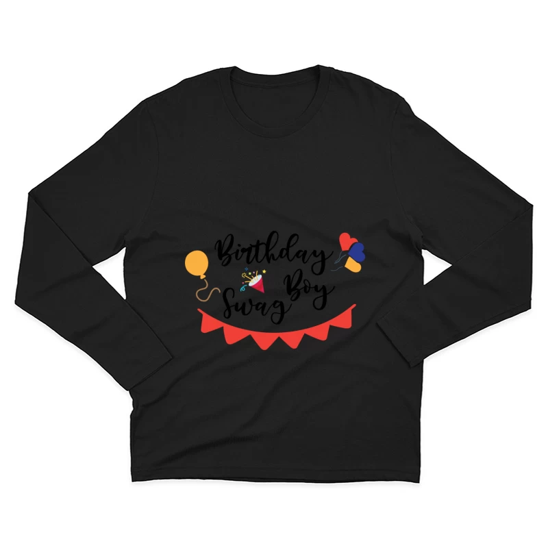 Fête colorée avec ballons et fanions Homme Manches Longues T-Shirt