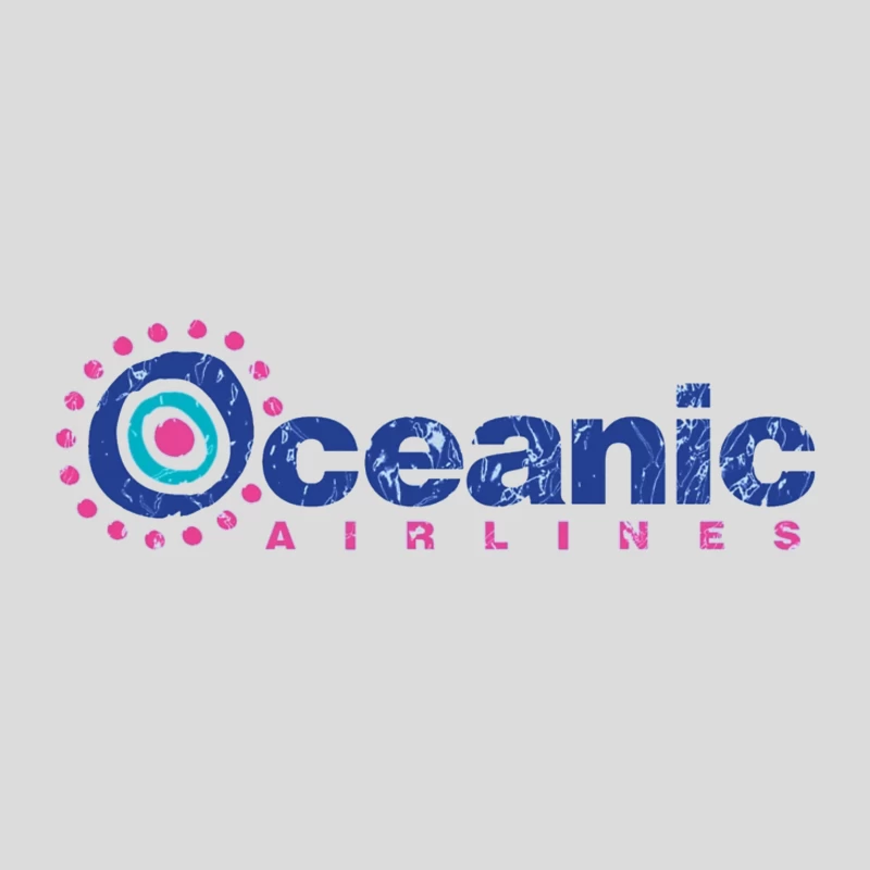 Oceanic Airlines Vintage-Style Logo Design with Blue and Pink Color Scheme Baseball Cap