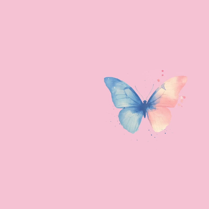 Delicate Watercolor Butterfly in Blue and Pink Bucket Hat