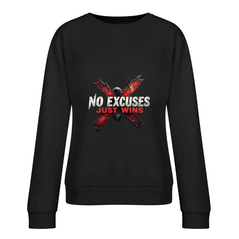 Motivational Logo: No Excuses Just Wins Female Pullover Sweatshirt