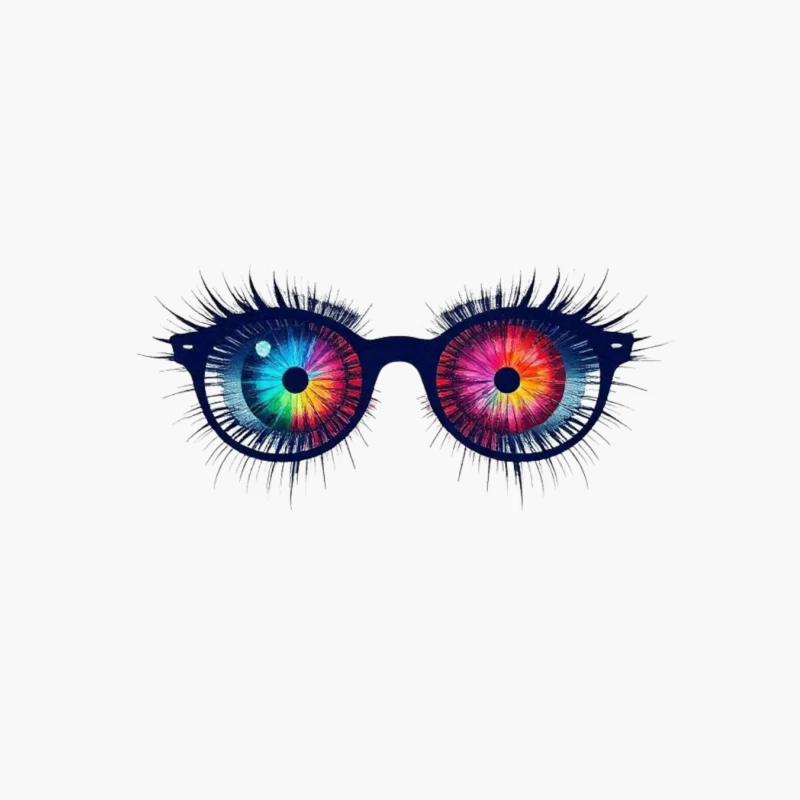 Psychedelic Rainbow Eyes Behind Glasses Cotton Tote Bag